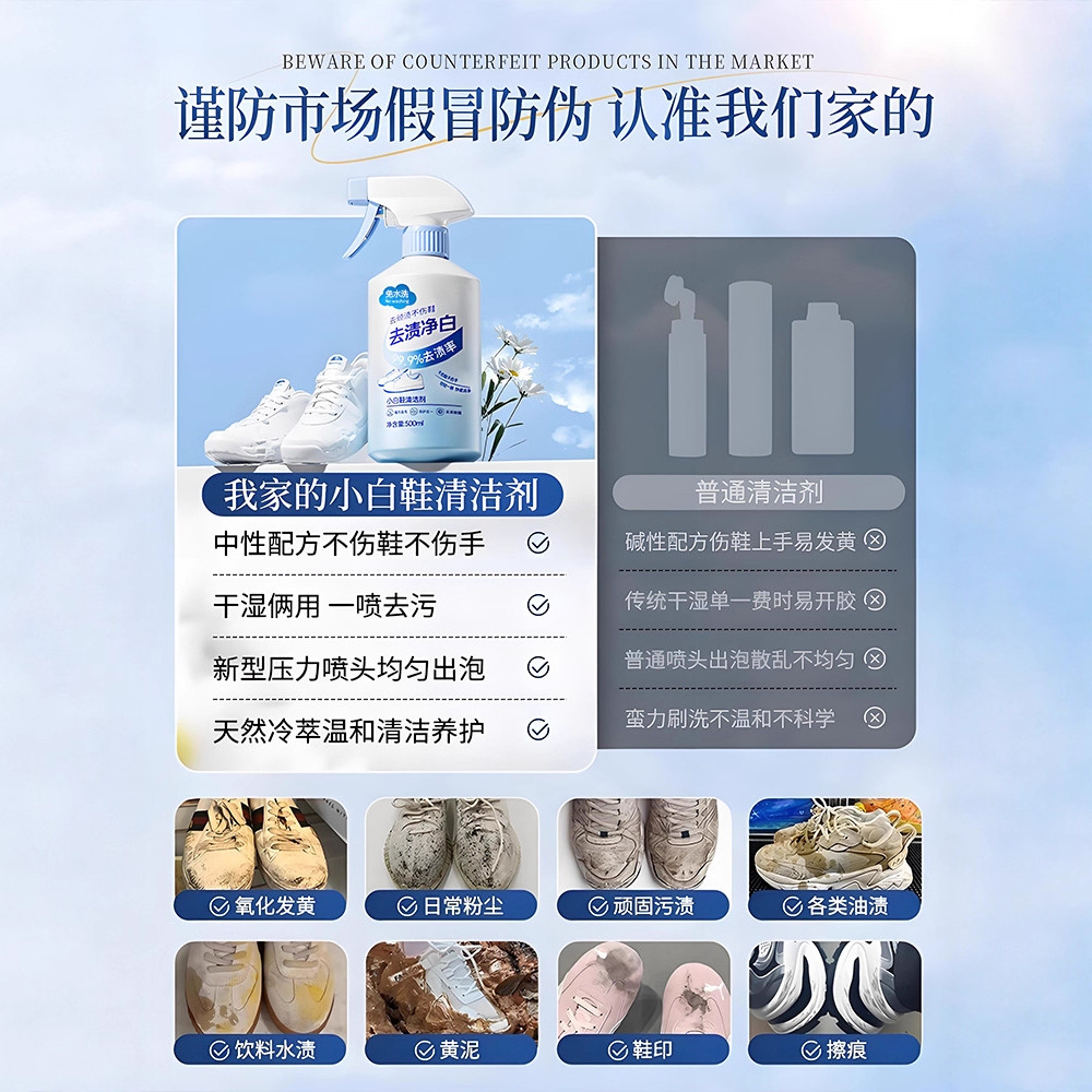 500ml white shoe cleaner no cl - огляд і ціна Sneaker Care White